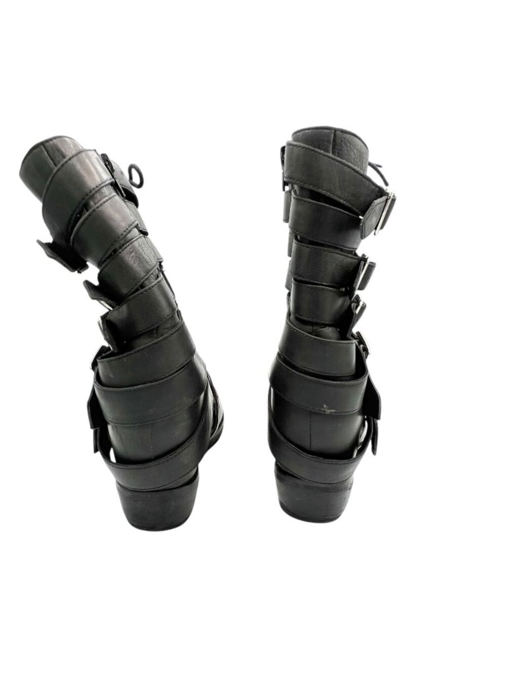 Jeffrey Campbell Stunt Boots Size 7 Black Buckle Moto Boots Hollywood Prop - Picture 3 of 9